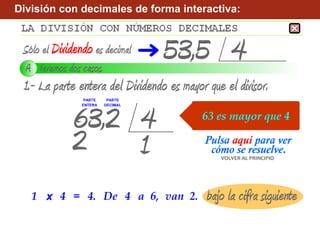 División con decimales de forma interactiva:
 