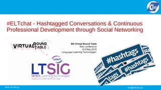 info@celt.edu.gr
#ELTchat - Hashtagged Conversations & Continuous
Professional Development through Social Networking
 