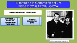 El teatro en la Generación del 27:
FEDERICO GARCÍA LORCA
Lorca en Buenos Aires en 1933
 
