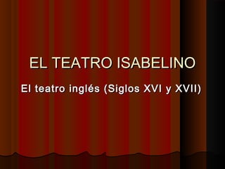 EL TEATRO ISABELINOEL TEATRO ISABELINO
El teatro inglés (Siglos XVI y XVII)El teatro inglés (Siglos XVI y XVII)
 