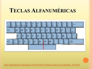 TECLAS ALFANUMÉRICAS
http://tecladomio.blogspot.com/2015/07/sabes-que-es-un-teclado_92.html