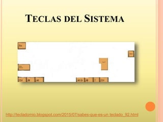 TECLAS DEL SISTEMA
http://tecladomio.blogspot.com/2015/07/sabes-que-es-un teclado_92.html