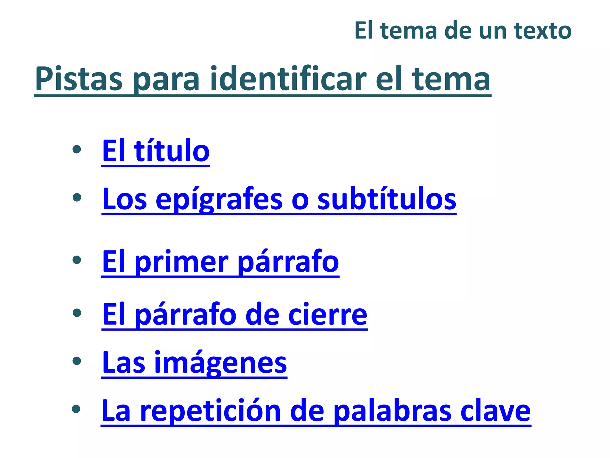 El tema de un texto | PPTX