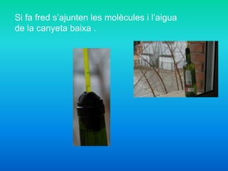 Si fa fred s’ajunten les molècules i l’aigua
de la canyeta baixa .
 