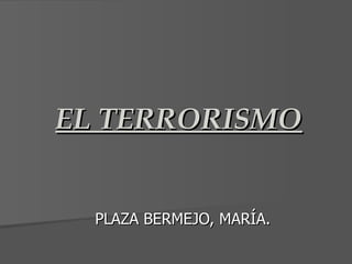 EL TERRORISMO PLAZA BERMEJO, MARÍA. 