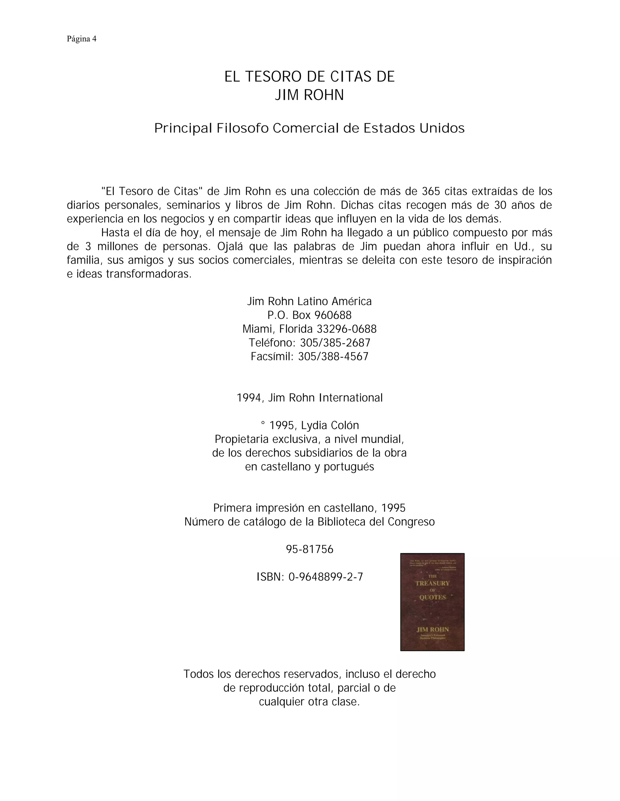 El tesoro de citas de jim rohn | PDF