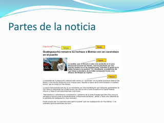 Partes de la noticia
 