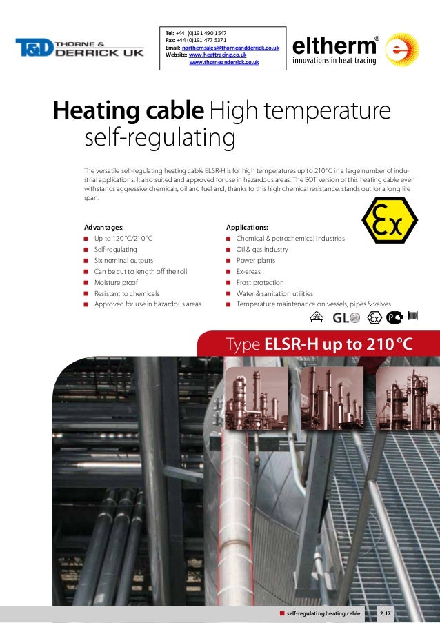 Eltherm ELSRH Heat Trace Cable Spec Sheet