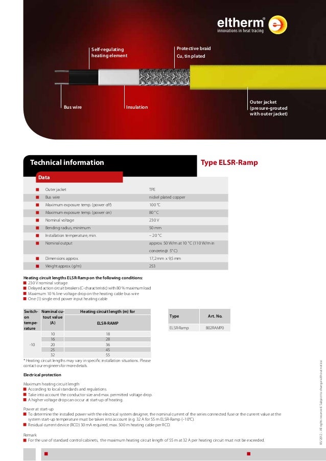 Eltherm ELSR Ramp Heat Trace, Concrete & Ramp Trace Heating Cables