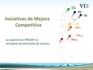 La experiencia PROSAP en
iniciativas de desarrollo de clusters
Iniciativas de Mejora
Competitiva
 