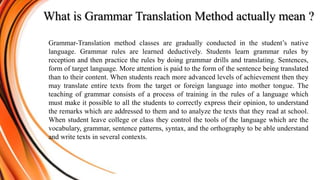 Translating Methods approaches and methods in English Language Teaching E.L.T | PPTX