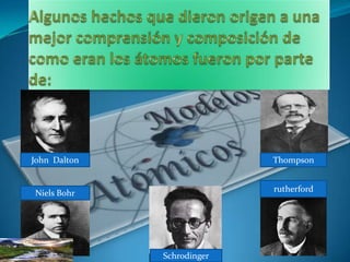 h



    John Dalton                 Thompson


    Niels Bohr                  rutherford




                  Schroding...