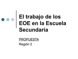 El trabajo de los
EOE en la Escuela
Secundaria
PROPUESTA
Región 2
 