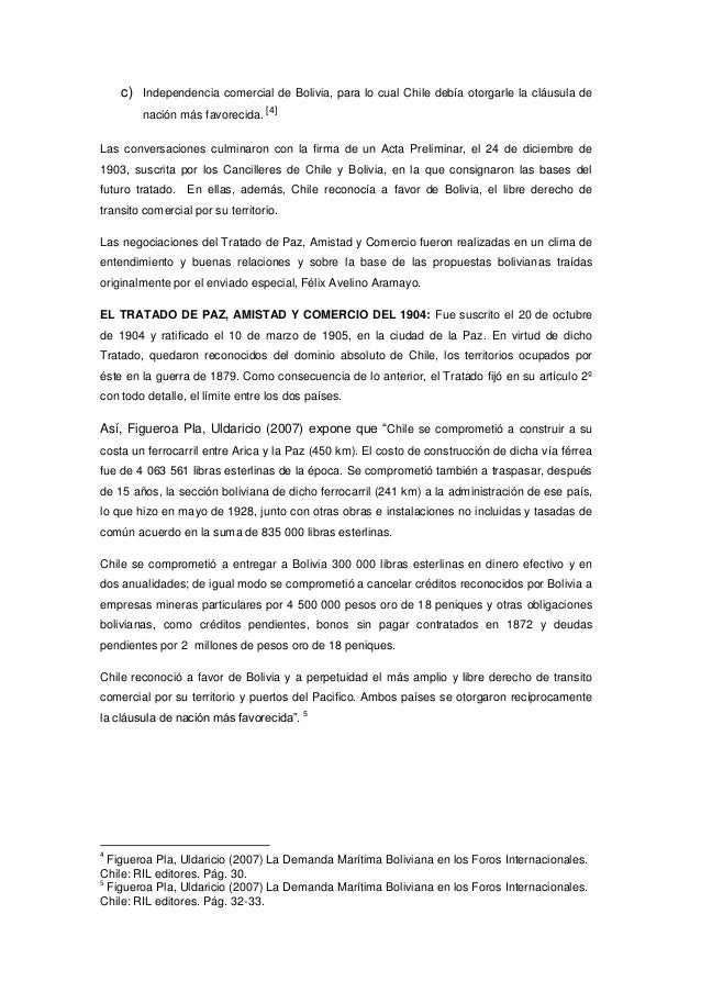 El tratado de 1904 entre bolivia y chile