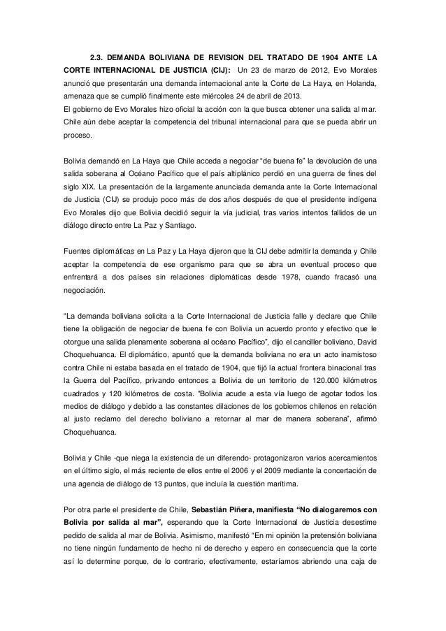 El tratado de 1904 entre bolivia y chile