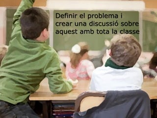 Definir el problema i
crear una discussió sobre
aquest amb tota la classe
 