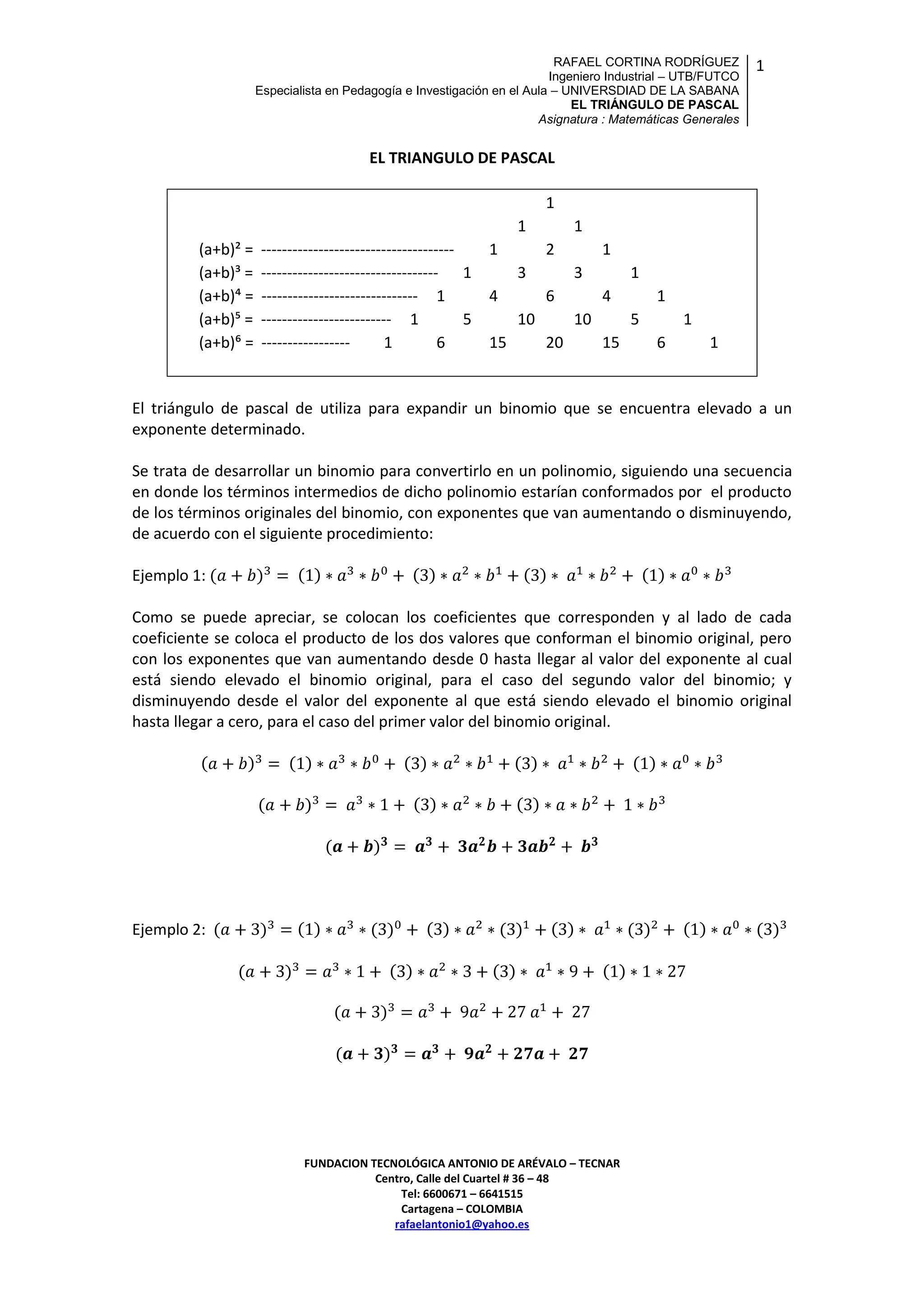 El triangulo de pascal | PDF