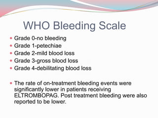 6 Point Bleeding Scale Eltrombopag for management of chronic immune thrombocytopenia final | PPTX