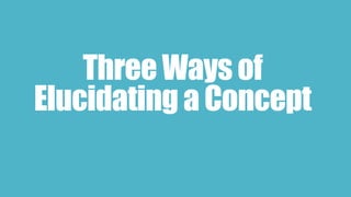 Three Waysof
Elucidating aConcept
 