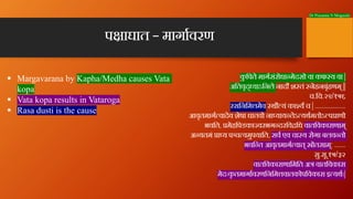 Dr Prasanna N Mogasale
प ाघात – मागावरण
क
ु िपते मागसंरोधा मेदसो वा कफ य वा |
अितवृद् याऽिनले नादौ श तं नेहनबृंहणम् ||
च.ि...