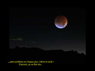 … alors profitons en chaque jour, même le lundi ! D’accord, ça va être dur… 