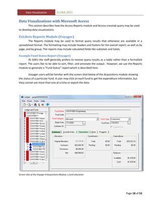 Microsoft Access Visualization Data Visualization: Analyzing your library data | PDF