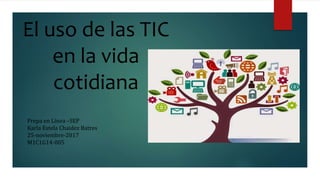 El uso de las TIC
en la vida
cotidiana
Prepa en Línea –SEP
Karla Estela Chaidez Batres
25-noviembre-2017
M1C1G14-005
 