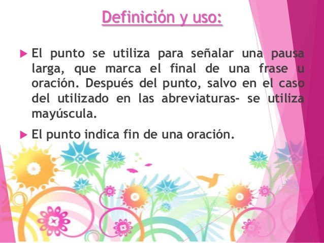 El uso del punto