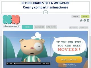 POSIBILIDADES DE LA WEBWARE
 Crear y compartir animaciones
              36
 