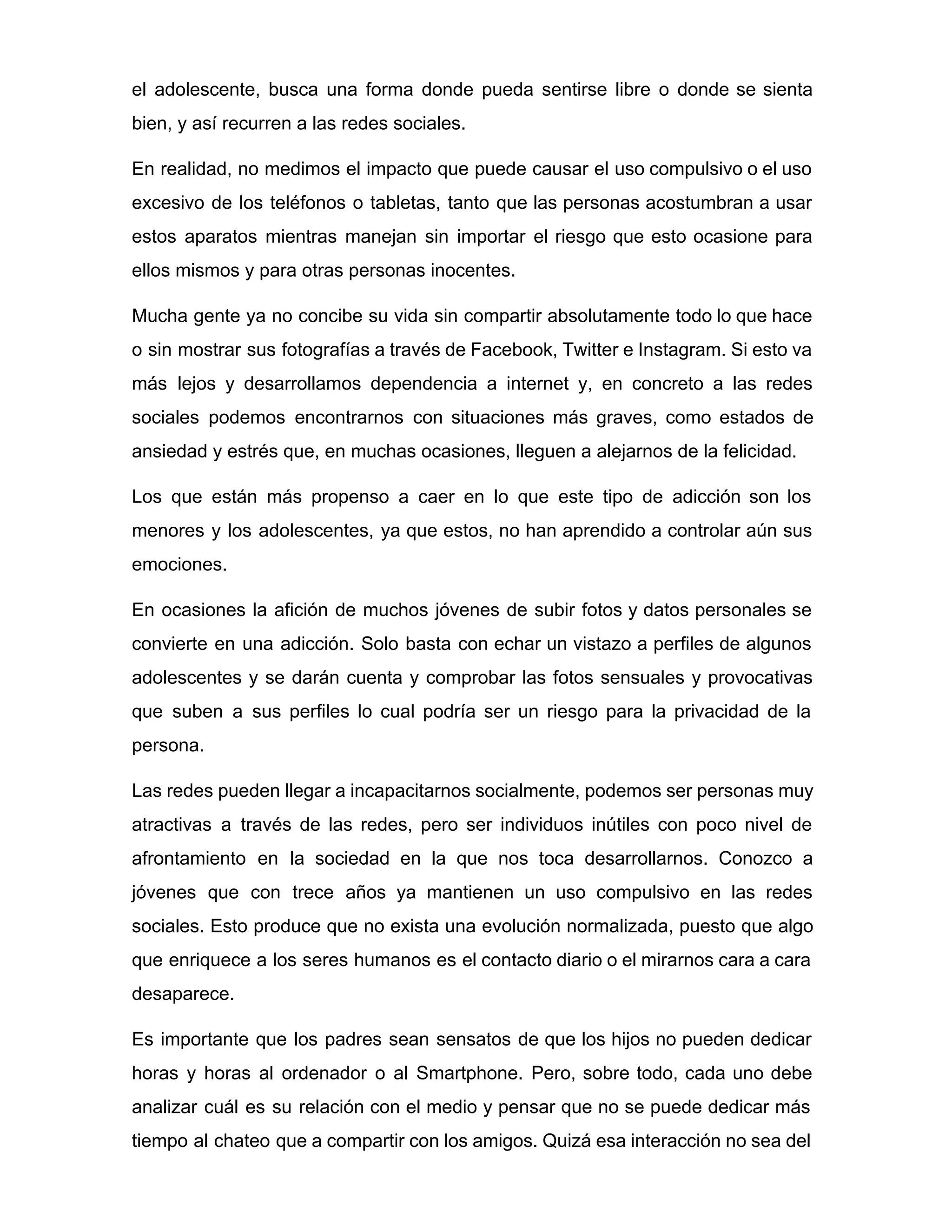 El uso excesivo de las redes sociales | PDF