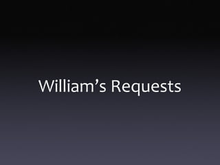 William’s Requests
 
