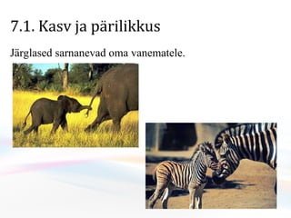 7.1. Kasv ja pärilikkus J ärglased sarnanevad oma vanematele . 