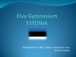 Elva GymnasiumESTONIA Presentation in Bari, Italy 12-16 January 2011 Krista Ummik 