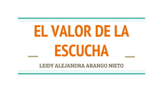 EL VALOR DE LA
ESCUCHA
LEIDY ALEJANDRA ARANGO NIETO
 