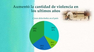 Aumentó la cantidad de violencia en
los ultimos años
Casos detectados en el país

2010
32%

2013
35%

2012
23%

2011
10%

 