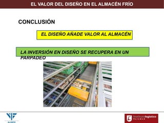 EL VALOR DEL DISEÑO EN EL ALMACÉN FRÍO
CONCLUSIÓN
EL DISEÑO AÑADE VALOR AL ALMACÉN
LA INVERSIÓN EN DISEÑO SE RECUPERA EN UN
PARPADEO
 