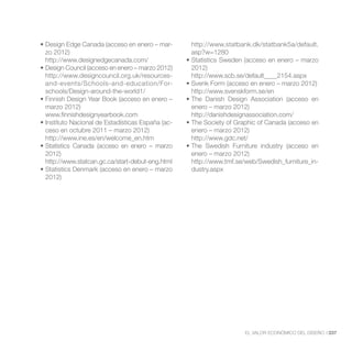 -
zo 2012)

                                         2012)

and-events/Schools-and-education/For-


marzo 2012)                              enero – marzo 2012)
                                         http://danishdesignassociation.com/
                                     -
ceso en octubre 2011 – marzo 2012)       enero – marzo 2012)


2012)                                    enero – marzo 2012)
                                                                                      -
                                         dustry.aspx
2012)




                                                           EL VALOR ECONÓMICO DEL DISEÑO //237
 
