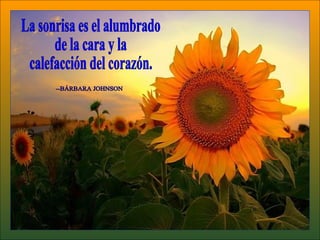 La sonrisa es el alumbrado de la cara y la calefacción del corazón. --BÁRBARA JOHNSON 