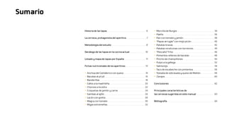 Sumario

          Historia de las tapas ................................................................................... 6          •	 Morcilla de Burgos .............................................................................. 34
                                                                                                                               •	 Paella............................................................................................................ 36
          La cerveza, protagonista del aperitivo ...........................................7                                  •	 Pan con tomate y jamón ................................................................. 38
                                                                                                                               •	 “Papas arrugás” con mojo picón................................................. 40
          Metodología del estudio ..........................................................................8                  •	 Patatas bravas ....................................................................................... 42
                                                                                                                               •	 Patatas revolconas con torreznos ........................................... 44
          Decálogo de las tapas en la cocina actual.................................. 10                                       •	 “Pescaíto” frito ....................................................................................... 46
                                                                                                                               •	 Pimientos rellenos de bacalao..................................................... 48
          Listado y mapa de tapas por España ............................................. 11                                  •	 Pincho de champiñones .................................................................. 50
                                                                                                                               •	 Pulpo a la gallega.................................................................................. 52
          Fichas nutricionales de los aperitivos .......................................... 13                                 •	 Salmorejo .................................................................................................. 54
                                                                                                                               •	 Taco de escabeche con pimientos ............................................ 56
          •	 Anchoa del Cantábrico con queso ............................................. 14                                  •	 Tostada de sobrasada y queso de Mahón ............................. 58
          •	 Bacalao al pil pil ..................................................................................... 16       •	 Zarajos ........................................................................................................ 60
          •	 Banderillas ................................................................................................ 18
          •	 Callos a la madrileña........................................................................... 20               Conclusiones ................................................................................................ 62
          •	 Chorizos a la sidra ............................................................................... 22
          •	 Croquetas de jamón y carne ........................................................ 24                            Principales características de
          •	 Gambas al ajillo ...................................................................................... 26        las cervezas sugeridas en este manual ...................................... 63
          •	 Lacón con grelos ................................................................................... 28
          •	 Magra con tomate ............................................................................... 30               Bibliografía ................................................................................................... 64
          •	 Migas extremeñas .............................................................................. 32
 