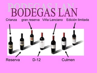 Crianza  gran reserva  Viña Lanciano  Edición limitada   Reserva  D-12  Culmen  BODEGAS LAN 