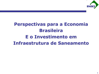 Perspectivas para a Economia Brasileira E o Investimento em Infraestrutura de Saneamento 