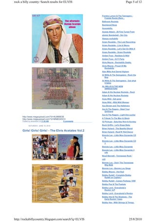 rock a billy country: Search results for ELVIS                                     Page 5 of 12



                                                        Frankie Lymon & The Teenagers -
                                                          Frankie Rocks (Rem...
                                                        Ballroom Rockets
                                                        Backwood Boys
                                                        Aussiebilly.
                                                        Aussie Attack - 26 Fine Tunes From
                                                        atomic Bombshell - Sin City
                                                        Ataque rockabilly
                                                        Arsen Roulette - The Lost Recording
                                                        Arsen Roulette - Live In Mono-
                                                        Arsen Roulette - Let's Get On With It
                                                        Arsen Roulette - Arsen Roulette
                                                        Amber Foxx - Restless & Wild
                                                        Amber Foxx - Hi Fi Party
                                                        Alvis Wayne - Rockabilly Daddy.
                                                        Alvis Wayne - Proud Of My
                                                          Rockabilly
                                                        Alan Mills And Darrel Higham
                                                        Al Willis & The Swingsters - Rock the
                                                           Bop
                                                        Al Willis & The Swingsters - Got what
                                                           it takes
                                                        AL WILLIS & THE NEW
                                                          SWINGSTERS
                                                        Adam & His Nuclear Rockets - Rock
                                                        Adam & His Nuclear Rockets
                                                        Aces Wild - Get gone
                                                        Aces Wild - Wild Wild Woman
                                                        Ace Brown and The Helldivers
                                                        Ace & The Ragers - Steal Your
                                                          Girlfriend
                                                        Ace & The Ragers - Light this sucker
      http://www.megaupload.com/?d=WJIM9E59
      http://www.megaupload.com/?d=MNBO45CO             A Tribute To The Man In Black
      Posted by amersfoort at 11:30 AM   0 comments     52 Pickups - Saturday Rich & Sunday

             SATURDAY, JUNE 19, 2010                    Buck Griffin - Let's Elope Baby
                                                        Brian Hyland - The Bashful Blond
      Girls! Girls! Girls! - The Elvis Acetates Vol.2   Brian Hyland - Rock'N' Roll Dance
                                                        Brenda Lee - Little Miss Dynamite CD
                                                          4.
                                                        Brenda Lee - Little Miss Dynamite CD
                                                          3
                                                        Brenda Lee - Little Miss Dynamite
                                                        Brenda Lee - Little Miss Dynamite 4
                                                          cds
                                                        Boyd Bennett - Tennessee Rock '
                                                        cd3
                                                        Bonnie Lou - Doin' The Tennessee
                                                          Wig Walk
                                                        Bonnie Lou - Bonnie Lou Sings
                                                        Bobby Wayne - Hot Rod
                                                        Bobby Rydell - Complete Bobby
                                                          Rydell on Capitol.r
                                                        Bobby Rydell - Cameo Parkway 1959
                                                        Bobby Poe & The Poekats
                                                        Bobby Lord - Everybody's
                                                          Rockin' (LP
                                                        Bobby Lord - Everybody's Rockin
                                                        Bobby Vee & The Shadows - The
                                                          Early Rockin' Years
                                                        Bobby Vee - With Strings & Things.




http://rockabillycountry.blogspot.com/search?q=ELVIS                                   25/8/2010
 