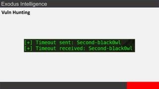 Exodus Intelligence
Vuln Hunting
 