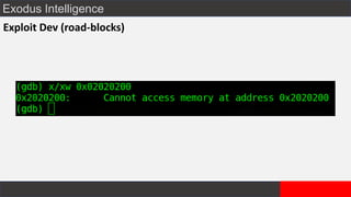 Exodus Intelligence
Exploit Dev (road-blocks)
 