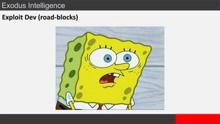 Exodus Intelligence
Exploit Dev (road-blocks)
 