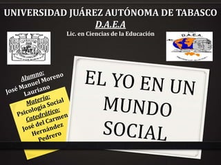 UNIVERSIDAD JUÁREZ AUTÓNOMA DE TABASCO
D.A.E.A
Lic. en Ciencias de la Educación
 