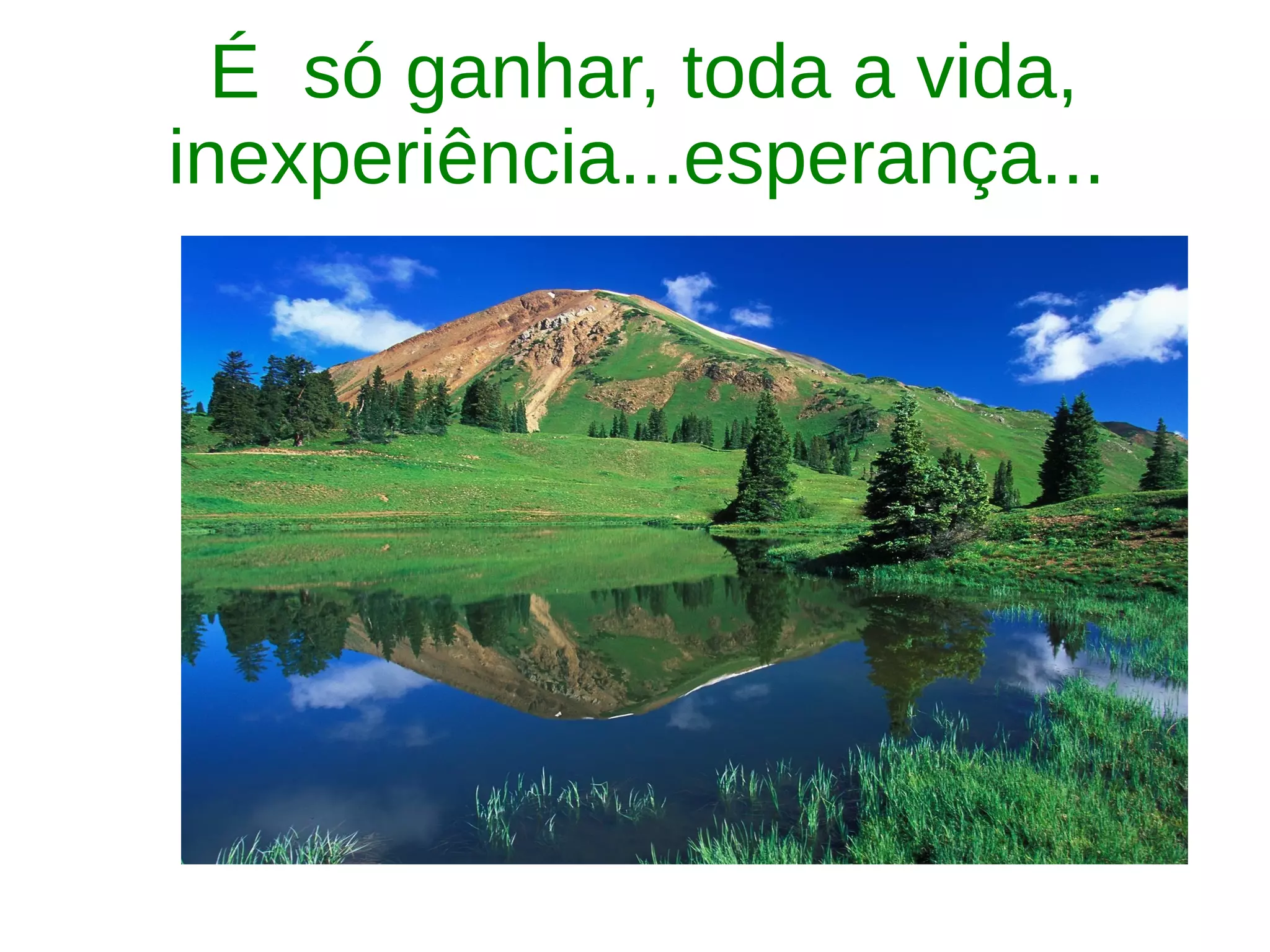É só ganhar, toda a vida,
inexperiência...esperança...