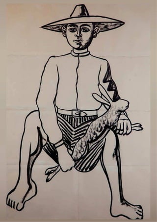 Rafael Zabaleta. El zagal de la liebre. Tinta china/papel, 100 x70 cm.