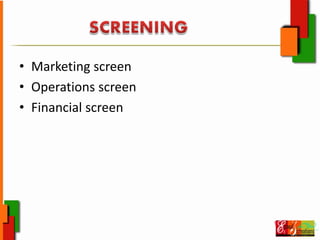 • Marketing screen
• Operations screen
• Financial screen
 