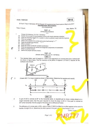 Engineering Mechanics Lecture notes R15,R19,R20 Syllabus from SREC nandyal by PMR777